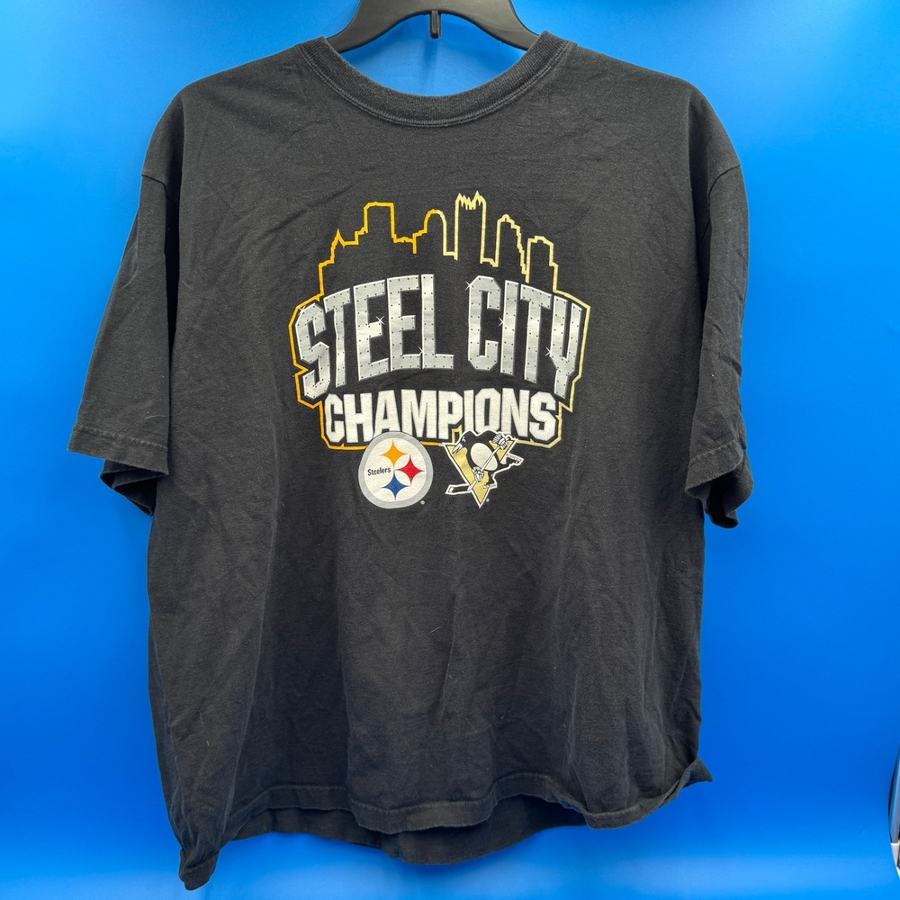 Reebok Pittsburgh Steelers Penguins Steel City Champions T Shirt Mens 2XL